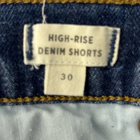 Madewell High Rise Mid Length Denim Shorts 30 Medium Wash Frayed Hem Classic - Picture 6 of 8
